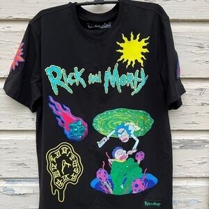 Rick and Morty Cartoon Network New Without Tags Black T-shirt Top Medium H5